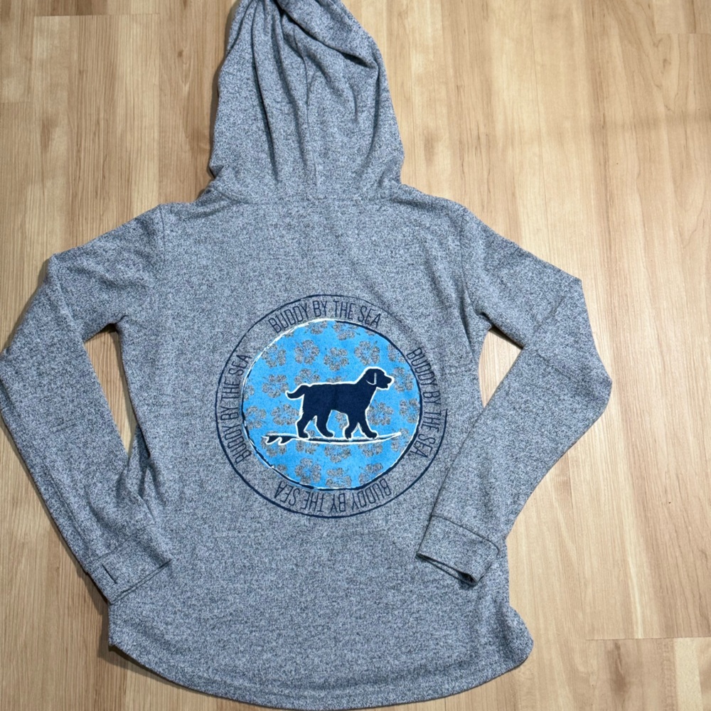 Gray Hoodie with Dog Design